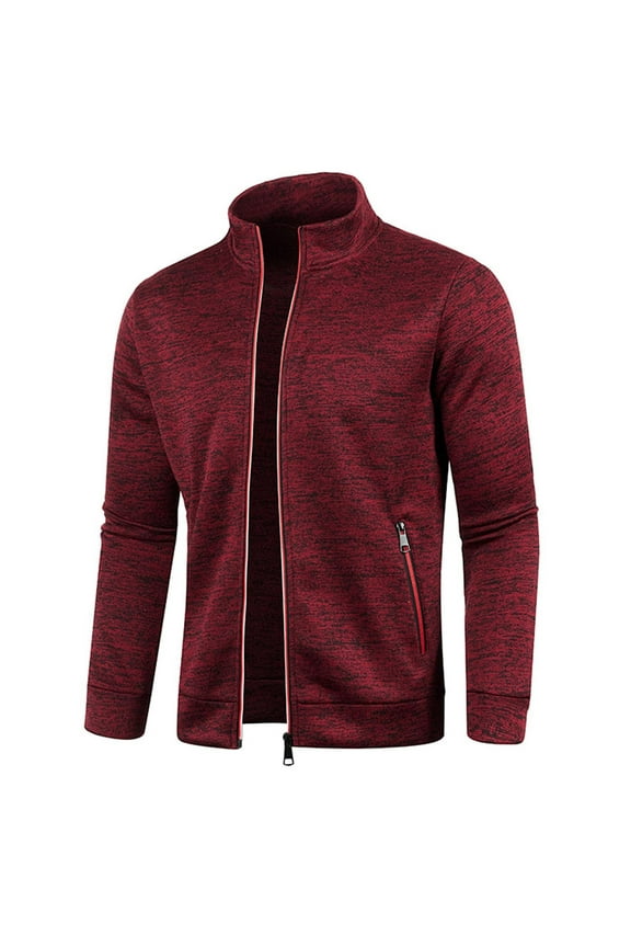 Mens Track Jackets Full Zip Up Sweatshirts Long Sleeve Stand Collar Outerwear Lightweight Fleece Cardigan Slim Fit Workout Running Athletic Active Jacket