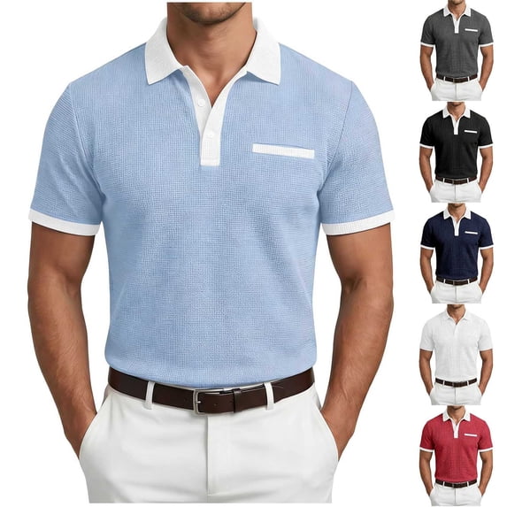Cllios Mens Waffle T Shirts Casual Short Sleeve Tees Loose Fit Round Neck Tops Basic Workout Sport Solid Color Shirts S-3XL