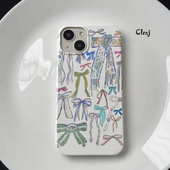 Clmj Korean ins bow phone case for iPhone 13 mini 11 14 Pro 12 x XR 7 8 plus XS Max silicone phone cover iPhone case Vintage