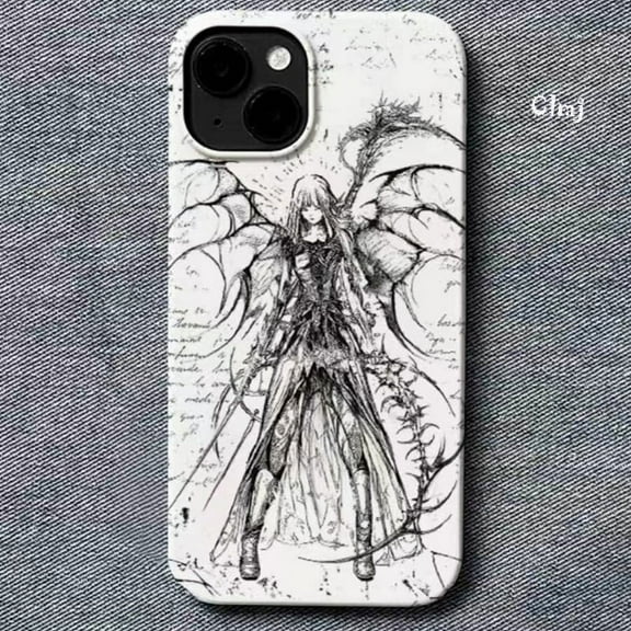 Clmj Y2K Punk Angel phone case for iPhone 13 mini 11 12 14 plus 15 Pro Max se 2020 XR x xs 7 8 silicone phone cover iPhone case