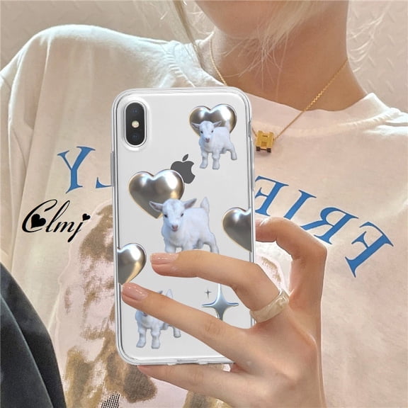 Clmj lamb transparent iPhone 11 Case for iPhone 12 mini 13 x XR XS Max 7 8 plus animal phone case for iPhone 14 Pro Max ins gift