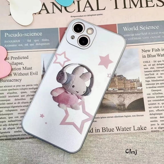 Clmj plated silver rabbit Star phone case for iPhone 13 mini 11 12 14 Pro X XR XS Max 7 8 plus se 2020 silicone protective cover