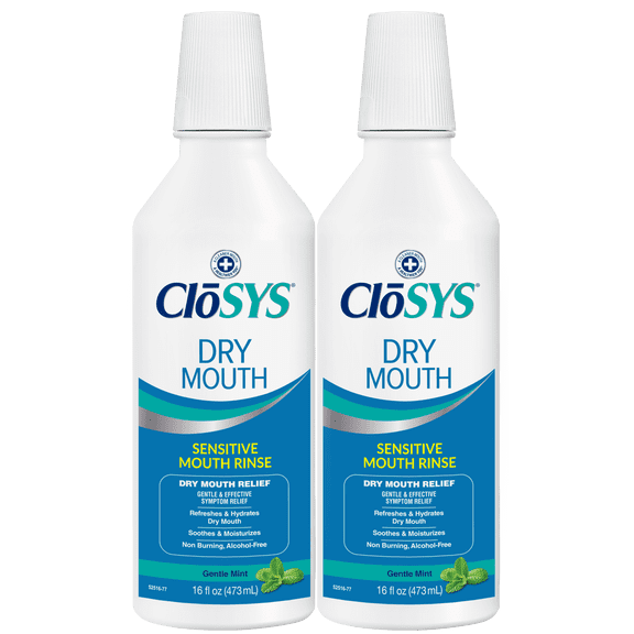 CloSYS Dry Mouth Mouthwash Rinse, 16oz, Alcohol-Free, pH Balanced, Dry Mouth Relief, Mild Mint Flavor (Pack of 2)