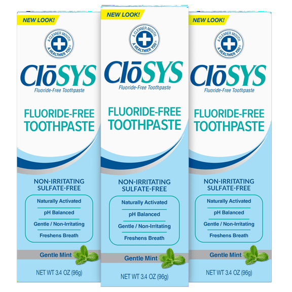 CloSYS Fluoride Free Toothpaste 3.4oz Triple Pk