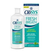 CloSYS Fresh Breath Sensitive Mouthwash, Gentle Mint, Alcohol Free, Dye Free, pH Balanced, Helps Soothe Entire Mouth, Fights Bad Breath - 32 oz