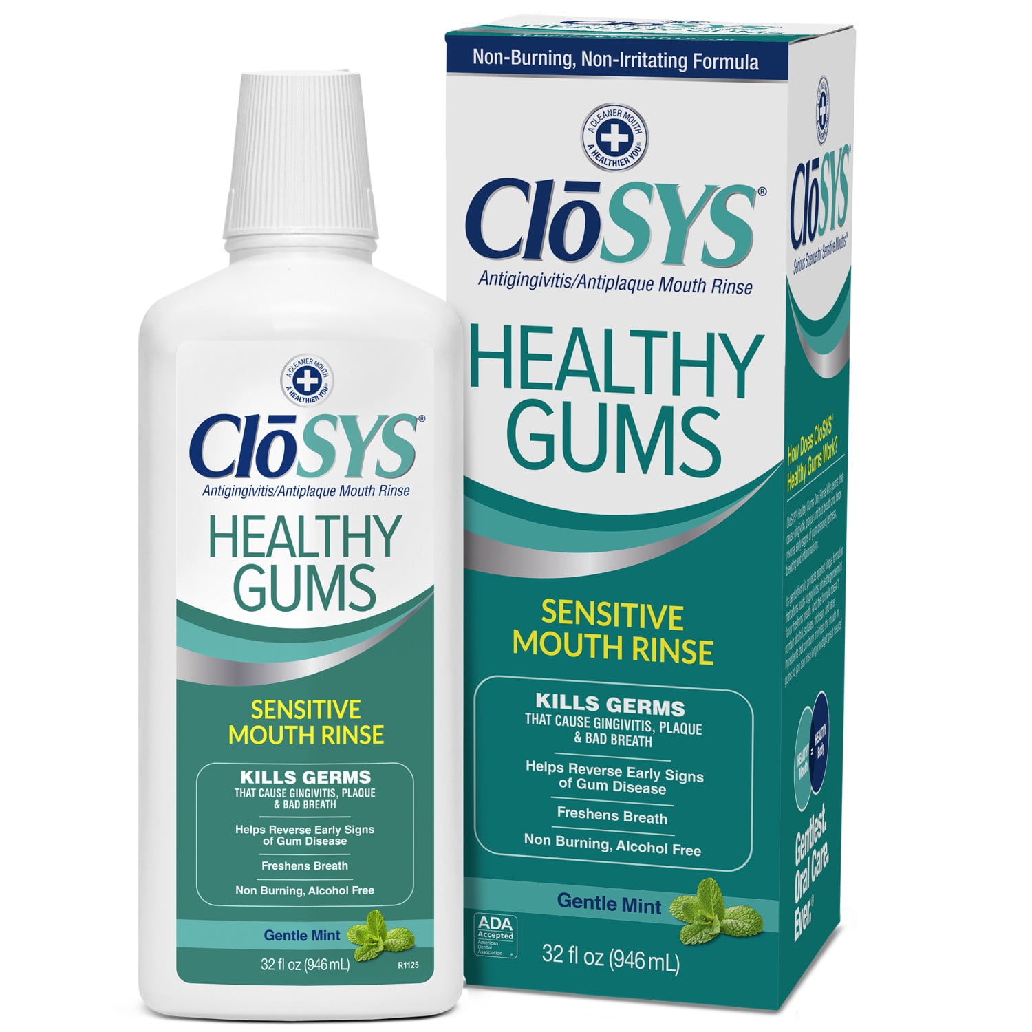 CloSYS Healthy Gums Oral Mouthwash, Gentle Mint, 32 fl oz