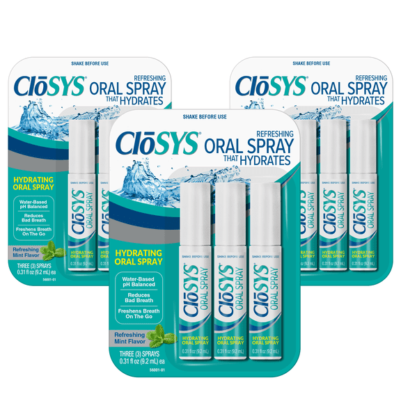 CloSYS Oral Breath Spray, Sugar Free Mouth Spray for Bad Breath, pH Balanced Mint Flavored 0.31oz (9 Count)