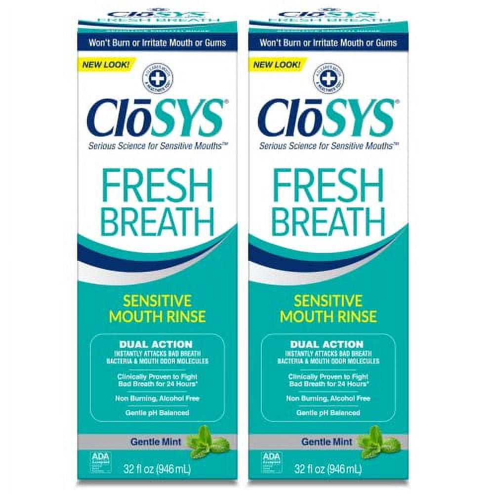 CloSYS Sensitive Mouthwash, 32 Ounce, 2 Count, Gentle Mint, Alcohol