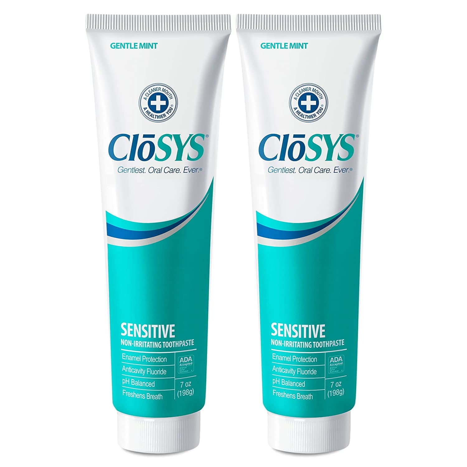 CloSYS Fluoride Toothpaste, 7 Ounce, Gentle Mint, Whitening, Enamel Protection, Sulfate Free (Pack of 2)