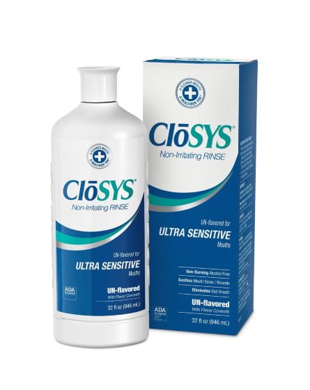 CloSYS Ultra Sensitive Mouthwash Unflavored w Optional Flavor Control, 32oz