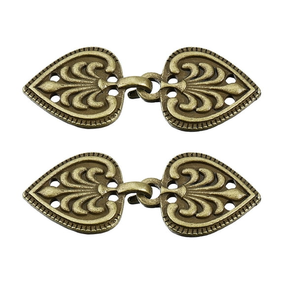Uxcell Cloak Clasp, 2 Pairs Sew on Hooks and Eyes Vintage Cape Clasps Fasteners Buttons Bronze