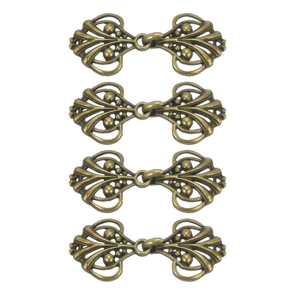 Cloak Clasp 4 Pairs Sew on Hooks and Eyes Vintage Cape Clasps Buckles(Bronze)