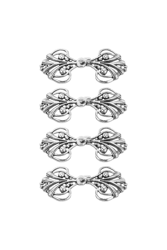 Cloak Clasp 4 Pairs Sew on Hooks and Eyes Vintage Cape Clasps Buckles(Silver)