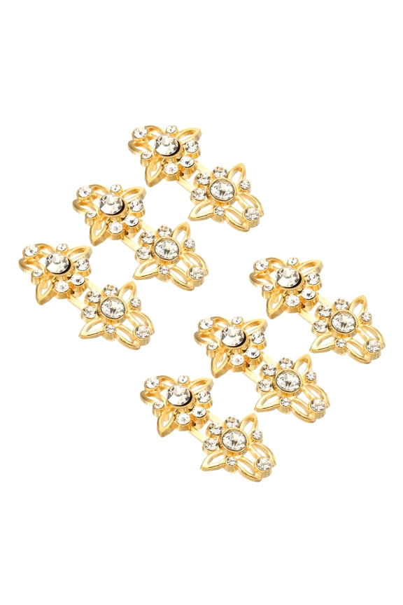 Cloak Clasp Fasteners,1.6 Inch/40cm Alloy Rhinestone Snap Lock Clasps Bowknot Belt Buckle Vintage Cape Clips for Sweaters Shawl Dresses Scarves Cardigan,Gold,6Pcs