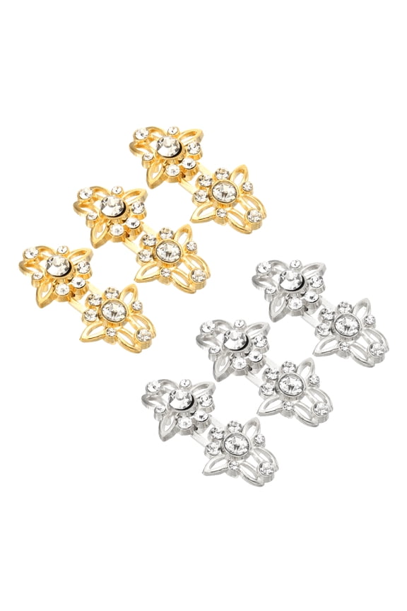 Cloak Clasp Fasteners,1.65 Inch/42cm Alloy Rhinestone Snap Lock Clasps Bowknot Belt Buckle Vintage Cape Clips for Sweaters Shawl Dresses Scarves Cardigan,Gold,Silver,6Pcs