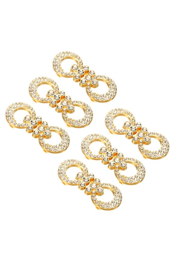Cloak Clasp Fasteners,1.8 Inch/4.6cm Alloy Rhinestone Snap Lock Clasps Bowknot Belt Buckle Vintage Cape Clips for Sweaters Shawl Dresses Scarves Cardigan,Gold,6Pcs