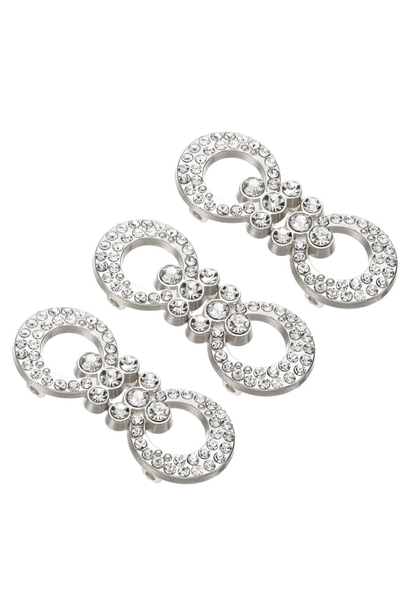 Cloak Clasp Fasteners,1.8 Inch/4.6cm Alloy Rhinestone Snap Lock Clasps Bowknot Belt Buckle Vintage Cape Clips for Sweaters Shawl Dresses Scarves Cardigan,Silver,3Pcs