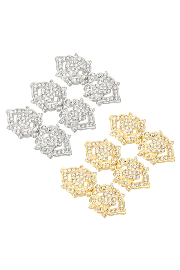 Cloak Clasp Fasteners,2.52 Inch/6.4cm Alloy Rhinestone Snap Lock Clasps Bowknot Belt Buckle Vintage Cape Clips for Sweaters Shawl Dresses Scarves Cardigan,Gold,Silver,6Pcs