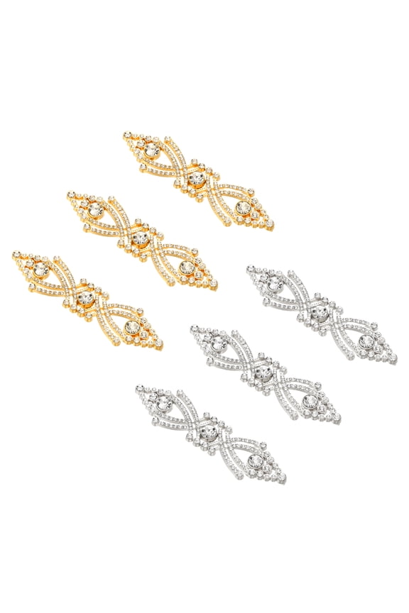 Cloak Clasp Fasteners,3.2 Inch/8.2cm Alloy Rhinestone Snap Lock Clasps Bowknot Belt Buckle Vintage Cape Clips for Sweaters Shawl Dresses Scarves Cardigan,Gold,Silver,6Pcs