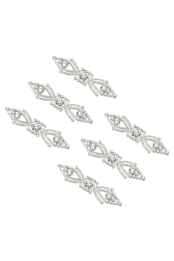 Cloak Clasp Fasteners,3.2 Inch/8.2cm Alloy Rhinestone Snap Lock Clasps Bowknot Belt Buckle Vintage Cape Clips for Sweaters Shawl Dresses Scarves Cardigan,Silver,6Pcs