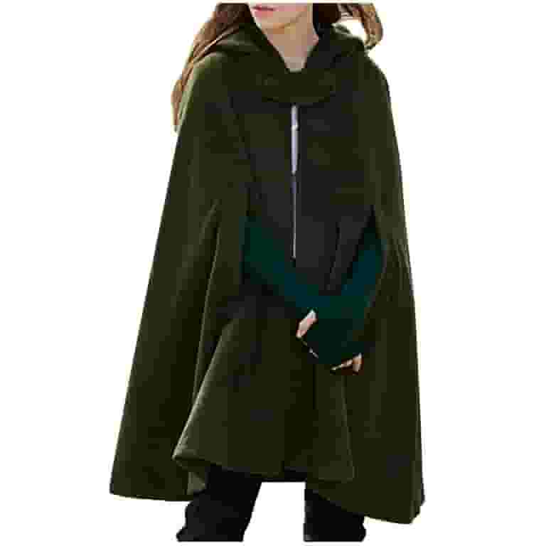 Hooded Batwing sleeve long woolen coat Hooded Batwing sleeve long woolen coat