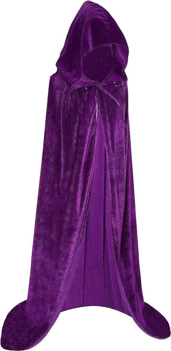 Cloak with Hood Halloween Costume Velvet Cape Witch Vampire Outfits