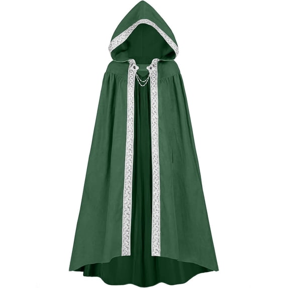 Cloak with Hood Women Men Medieval Renaissance Costume Halloween Witch Robe Viking Cape