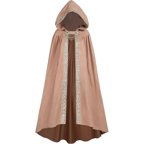 Cloak with Hood Women Men Medieval Renaissance Costume Halloween Witch Robe Viking Cape