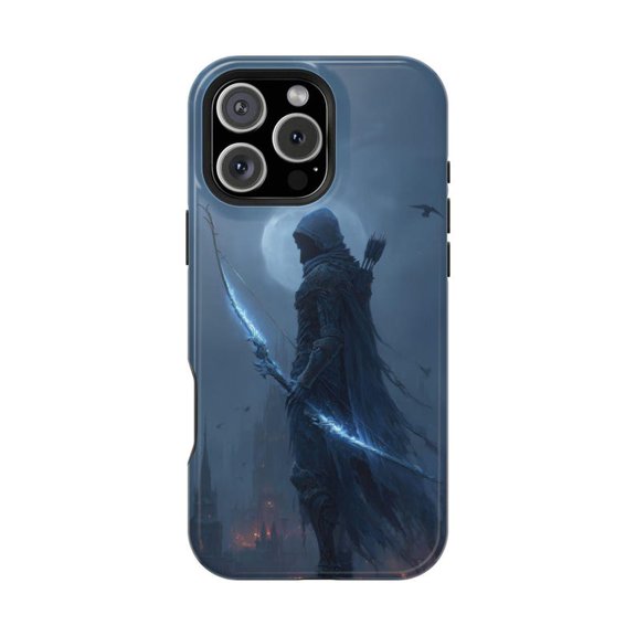 Cloaked Archer Warrior Night Castle Fantasy Phone Case for 11 12 13 14 15 16 17 Pro Max