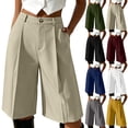 thumbnail image 1 of Cloaraye Women's Work Shorts Elastic High Waisted Wide Leg Pleated Dress Shorts with Pockets Business Office Comfortable Dressy Casual Shorts, 1 of 7