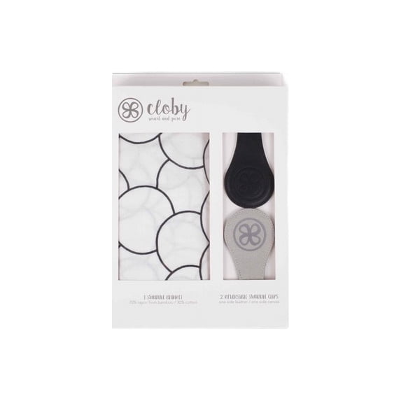 Cloby x Buggygear™ Swaddle & Leather Magnetic Stroller Clip Set, Black