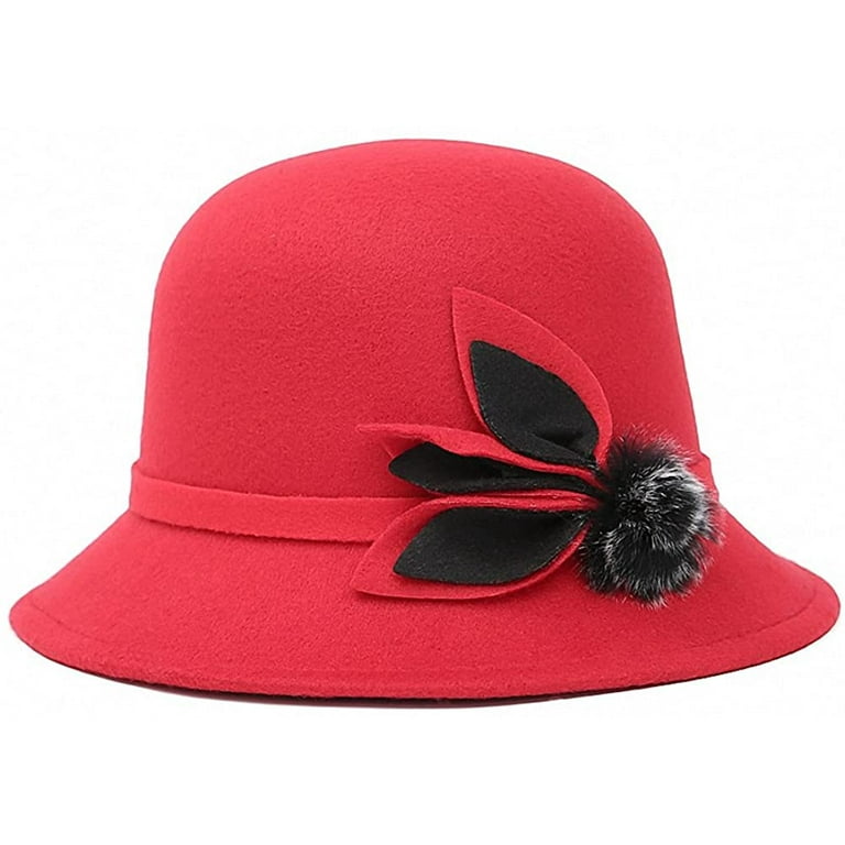Cloche Bucket Bowler Fedora Floppy Derby Vintage Felt Hat Cap Women 