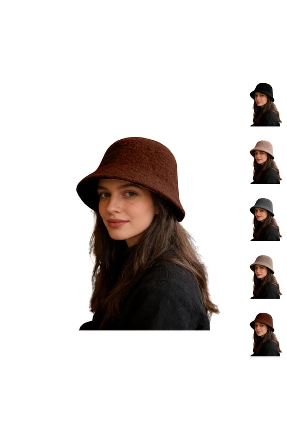 Cloche Bucket Hat for Women Vintage Wool Felt Hat Bowler Cap Fedora Fall Bell Round Cap