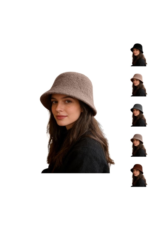 Cloche Bucket Hat for Women Vintage Wool Felt Hat Bowler Cap Fedora Fall Bell Round Cap