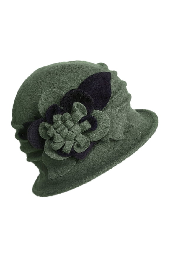 Cloche Hat, Women's Winter Wool Beret, Retro Flower Decor Bucket Hat, 1920S Style Hat for Women, Vintage Fashion, Elegant And Warm, Tea Party Hat Baberdicy, Ideal for Women