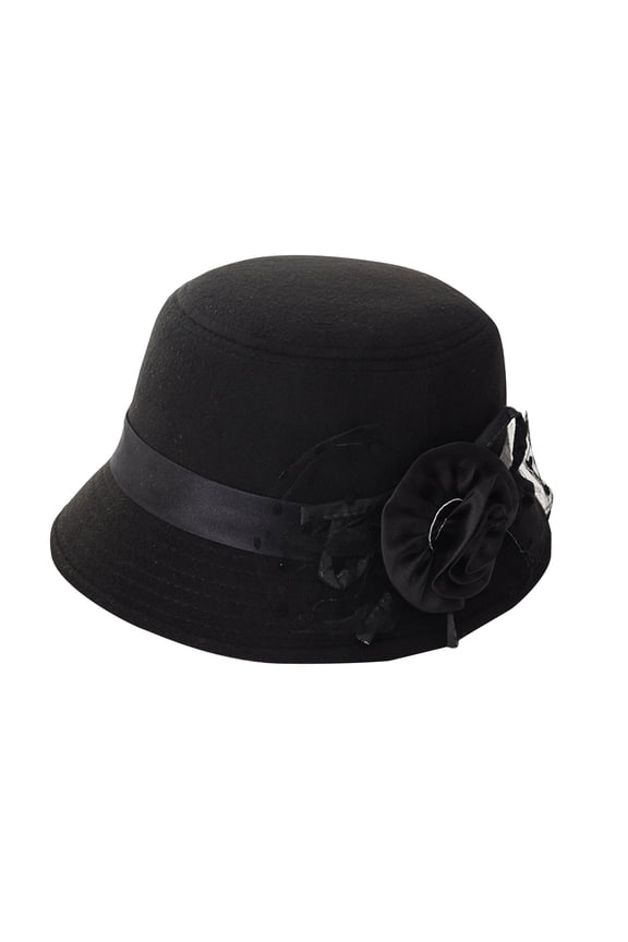 Cloche Hats for Women Thermal Bucket Hat Fall Fashion Must Have Fedora Wool Women's Hats & Caps Black