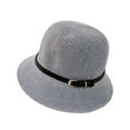 thumbnail image 1 of Cloche Hats for Women Women Sunhat Foldable Breathable Faux Leather Buckle Summer Hand Woven Hat Grey, 1 of 3