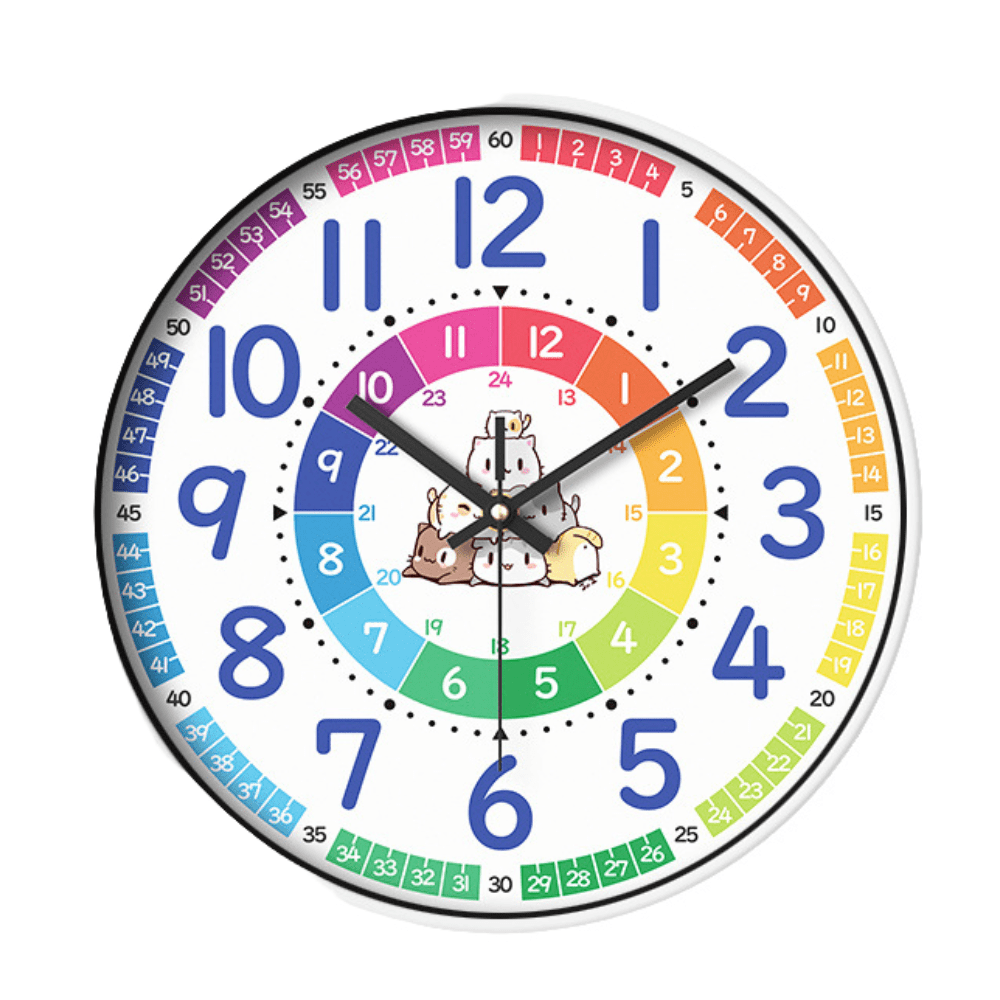 Clock,8 Inch Silent Movement Kids Wall Clock,Round Silent Non Ticking