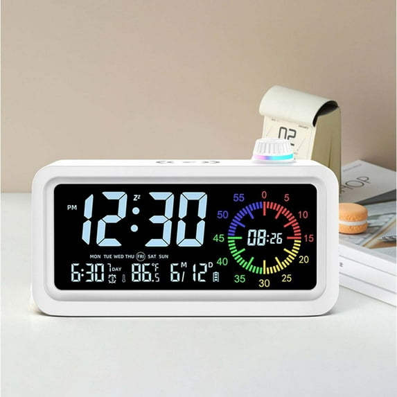 Clock Alarm Clock Digital Electronic Clock LCD Color Sceen Display Visual Alarm Clock Timer 12/24H Switching Countdown