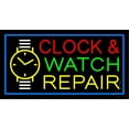 thumbnail image 1 of Clock And Watch Repair LED Neon Sign 20 x 37 - inches, Clear Edge Cut Acrylic Backing, with Dimmer - Bright and Premium built indoor LED Neon Sign for Computer & Electronics store decor., 1 of 7