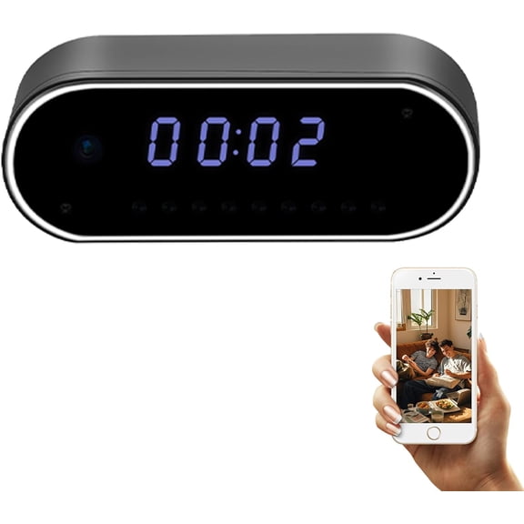 Clock Camera 1080P Mini Cam Clock, Motion Detection, Smart for Pet Security WiFi Cam, Monitor -No Audio