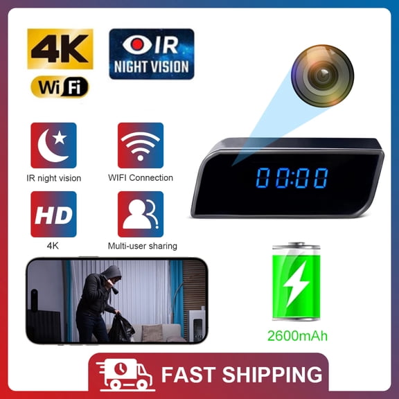 Clock Camera - Wireless Full HD 1080P Cams - WiFi Mini Cameras Clock with Night Vision - Indoor Camera for Home Security -included 32GB memorry card