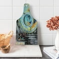 thumbnail image 1 of Clock Cutting Board, Prague Astronomical Clock in the Old Town an European Medieval Landmark of City, Tempered Glass Cutting and Serving Board, Wine Bottle Shape, Blue and Yellow, by Ambesonne, 1 of 5
