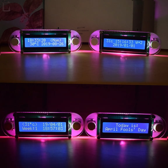 Clock DIY Kit,Diy Kit Diy Lcd1602 Vibration Clock Multicolor