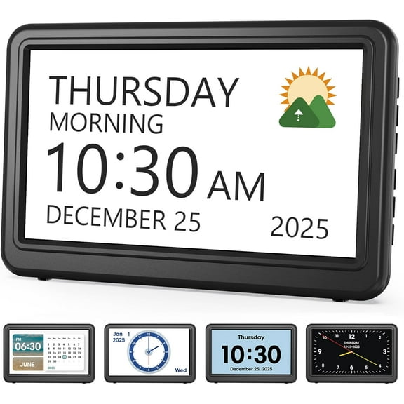 Clock with Day and Date for Elderly, 7" Large Display Digital Calendar Day Cl