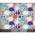 thumbnail image 1 of Ambesonne Vintage Curtains 2 Panel Set, Clock with Roman Digits, 108" x 84", Blue and Dark Orange, 1 of 3