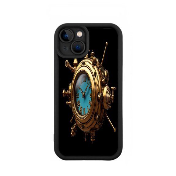 Clock Design iPhone 15 Case - Lightweight Yellowing Resistant Face with Roman Numerals & Details