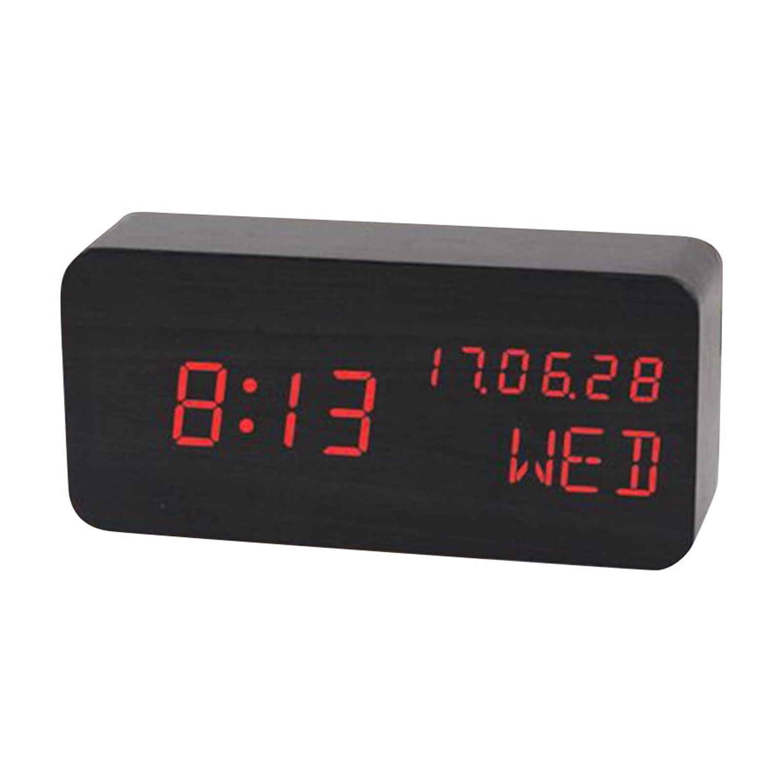 Clock Digital Alarm Clock For Bedroom - Wooden Desk Clock With Date ...