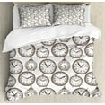 thumbnail image 1 of Clock Duvet Cover Set, Vintage Pocket Watch Numbers on It Antique Design Chronometers Old Fashioned Print, Decorative 3 Piece Bedding Set with 2 Pillow Shams, Queen Size, Brown, by Ambesonne, 1 of 3