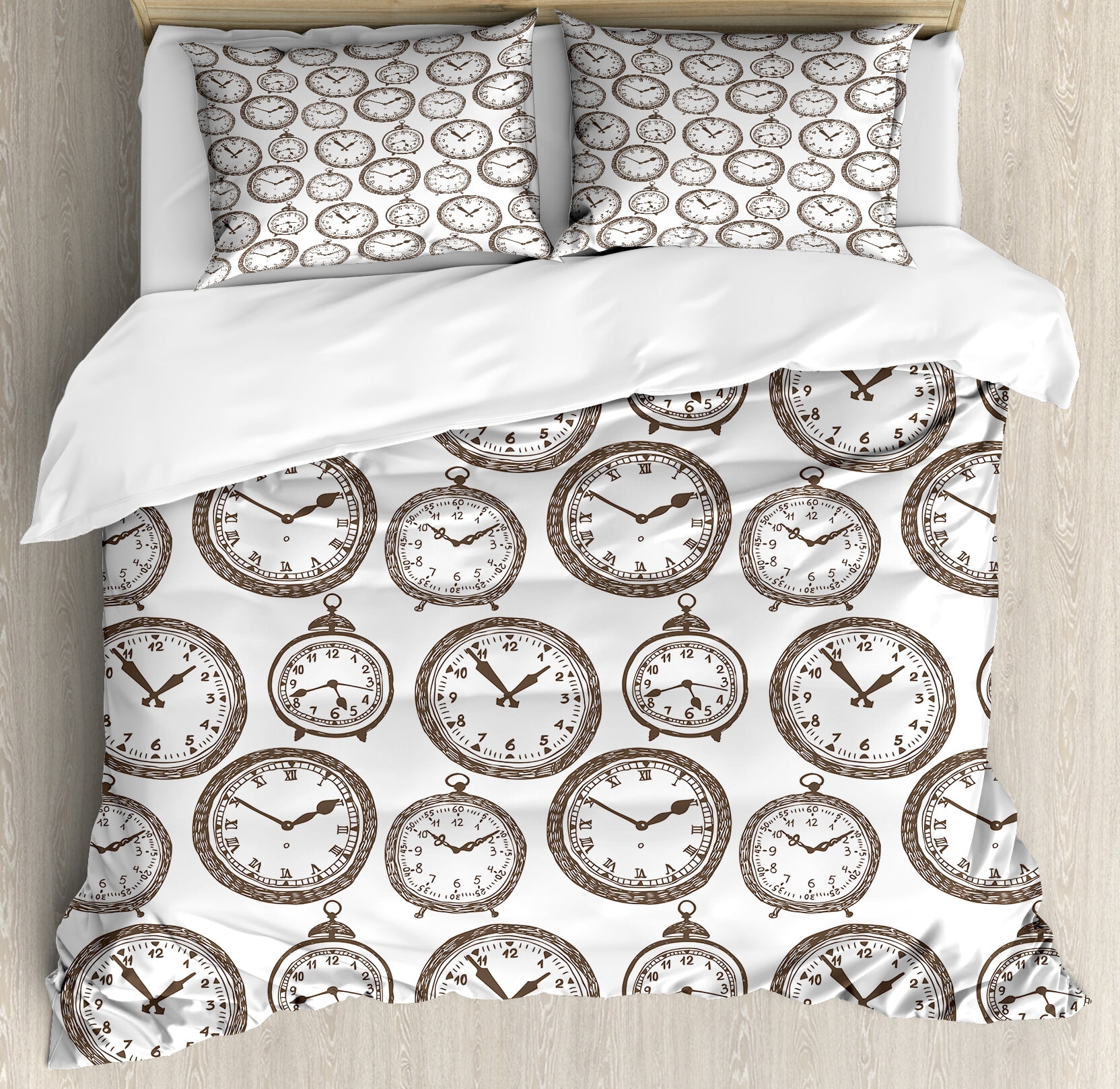 Clock Duvet Cover Set, Vintage Pocket Watch Numbers on It Antique ...